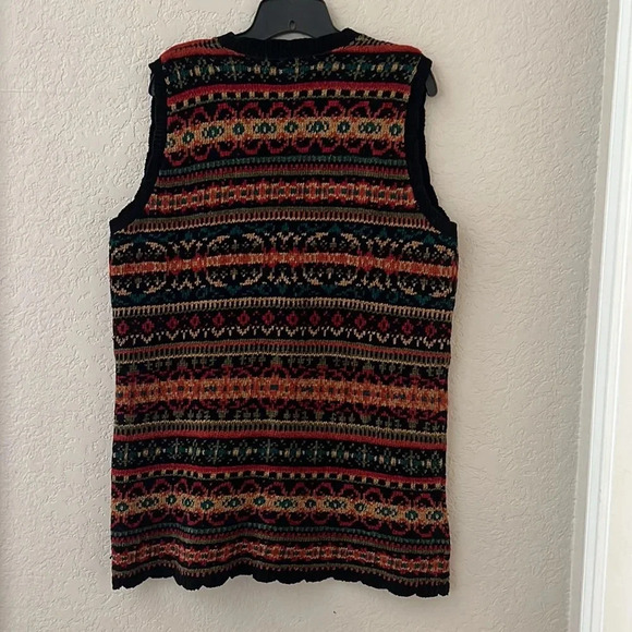 Delia McKain Women’s Vintage Chenille Button Front Vest Cardigan. FairIsle. SzL - Picture 7 of 10